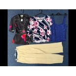 Three Ladies Designer Tops, comprising Coast Size 8 in black sateen feel fabric, with wrap style and