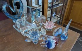 Collection of Glassware & Crystal, comprising paperweights and ornaments to include a blue glass
