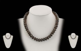 Ladies Quality Smoky Quartz Necklace with Silver Clasp.