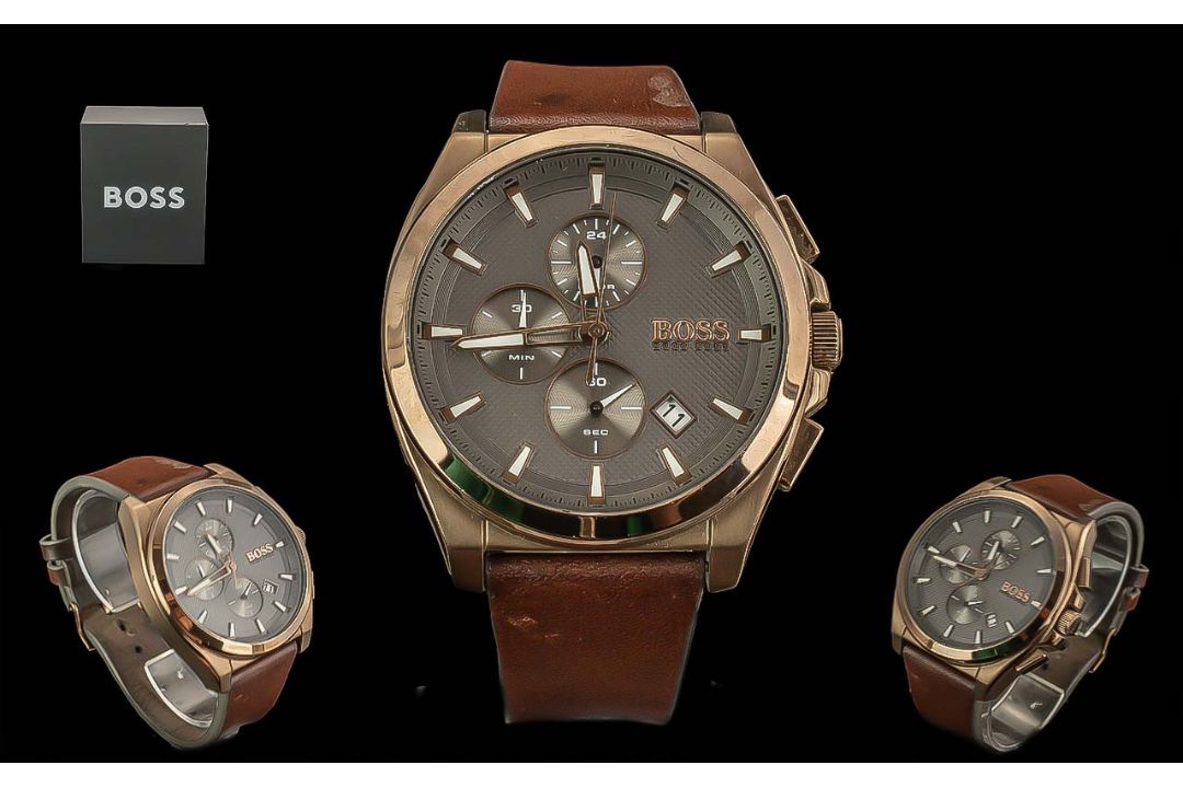 Gents Hugo Boss Water Resistant Watch, With Box, Papers and Pouch. 11.180.772, HB.441.1.34.3622.