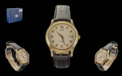 Piaget - Gents Top Quality 18ct Gold Automatic Wrist Watch. Features Cream Dial, Just-Date Display