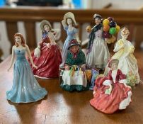 Collection of Mostly Royal Doulton Figures, comprising HN1908 Lydia, HN1934 Autumn Breeze, HN1843