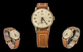 Smiths Deluxe Gents 9ct Gold Cased 15 Jewels Mechanical Watch. Marked 9.375 to Base. c.1950's. In