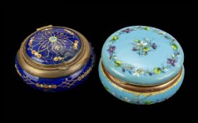 Two Antique French Decorated Enamel Lidded Gilded Patch Boxes of Fine Quality circa 1830-1840's.