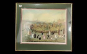 Helen Bradley Signed Print, limited edition, title 'The Park on May Day' Mounted, framed and glazed,