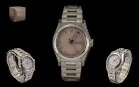 Gucci Pantheon Ladies Diamond Set Stainless Steel Quartz Wrist Watch with Display Box. Features