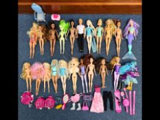 Large Box of Barbie & Disney Princess Dolls, with assorted accessories.