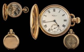 Waltham American Watch Co Gold Plated 15 Jewels Keyless Full Hunter Pocket Watch - Guaranteed To