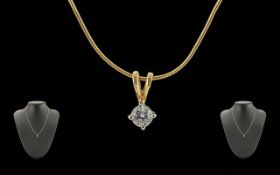 18ct Gold Diamond Set Pendant And Chain, Set with A Round Modern Brilliant Cut Diamond, Estimated