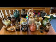Large Tub of Stoneware Pottery, includes jugs, assorted sized vases. etc.