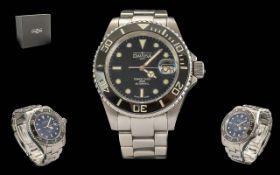 Davosa Swiss Ternos Diver 200M Automatic Wristwatch, black dial, luminous markers, Mercedes hands.