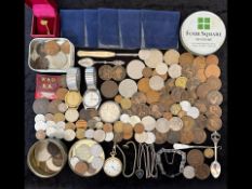 Good Mixed Bag of Collectables. Includes Various Coins, Gents Watches, Pocket Watch, Silver
