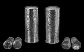 Channel Islands - Excellent Pair of Planished Silver Salt / Pepper Pots, Guernsey Silver Hallmark,