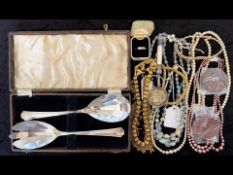 Mixed Collection of Costume Jewellery + Collectables. Includes Swimming Medals, Good Quality Set