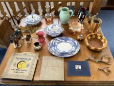 Two Boxes of Miscellaneous Pottery and Collectables to include Hawksley Blue and White China