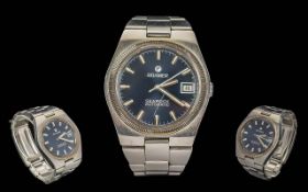 Roamer - Gents Searock Automatic Stainless Steel Wristwatch, features dark blue dial with silver