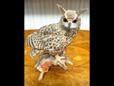 Country Artists - Nicely Detailed Eagle Owl With Glass Eyes. Approximately 17 cm high.