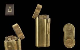 Dunhill 1960's 20 Microns Gold Plated Butane Gas lighter with Papers and Fitted Display Box.