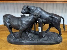 Vintage Patinated Bronze Sculpture of Cattle, After Pierre-Jules Mene (1810-1879), a bronze