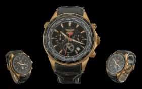 Aviator - F Series Multi-Dial World Time Gold on Steel Gents Large Wrist Watch. Water Resistant,