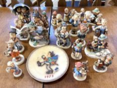 Collection Of 25 Hummel Figures - To Include 3rd annual Plate '1973', Retreat To Safety, Stormy