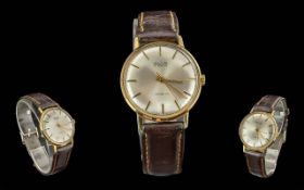 Avia - Swiss Made Gents Gold Plated Manuel Wind Watch. Features Pearl Coloured Dial, Gold Batons,