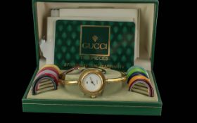 Gucci Ladies Multi Coloured Bezels Changeable Quartz Wrist Watch. Model No 1100R, Serial No 0722013,