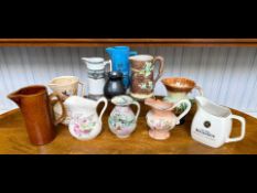 Box of Assorted Vintage Jugs, various shapes, designs and makes, to include Burleigh, Crown Devon,