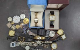 Box of Assorted Wristwatches, ladies and gentlemen's, leather and bracelet straps, to include