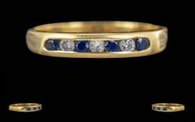 Ladies 18ct Gold Sapphire / Diamond Set Ring. Marked 18ct to Interior. Ring Size Q. Weight 3.8