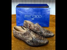Jimmy Choo Leather Ankle Boots Size 37 (UK 4), Dark Grey python effect leather with star and crystal
