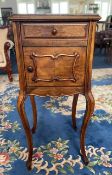 Early 20th Century Bedside Cabinet - Marble Effect Top, Raised On Four Cabriole Legs, With