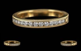 Ladies 18ct Gold Diamond Set Band Ring, marked 18ct to shank, with matching brilliant cut diamond of