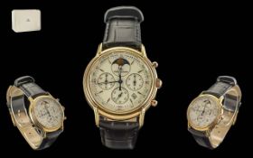 Jaeger-Le-Coultre Odysseus Gents 18ct Gold Moonphase / Calendar Chronograph Quartz Watch With