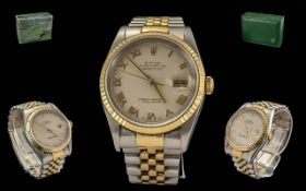 Rolex Gents Oyster Perpetual 18ct Gold & Steel Chronometer Wrist Watch - Model No 16233. Features;