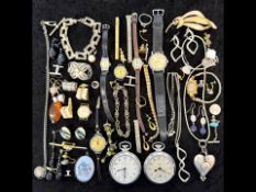 A Collection of Items to include Canterbury tin of the following; Wrist and pocket watches Gold