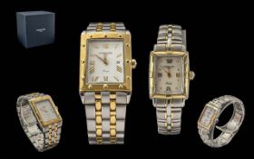 Raymond Weil Geneve Ladies and Gents Collection Tango Matching Pair of Stainless Steel and Gold Tone