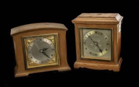 Two Elliott Mahogany Mantle Clocks, one marked Brown & Son, Doncaster, and The Northern
