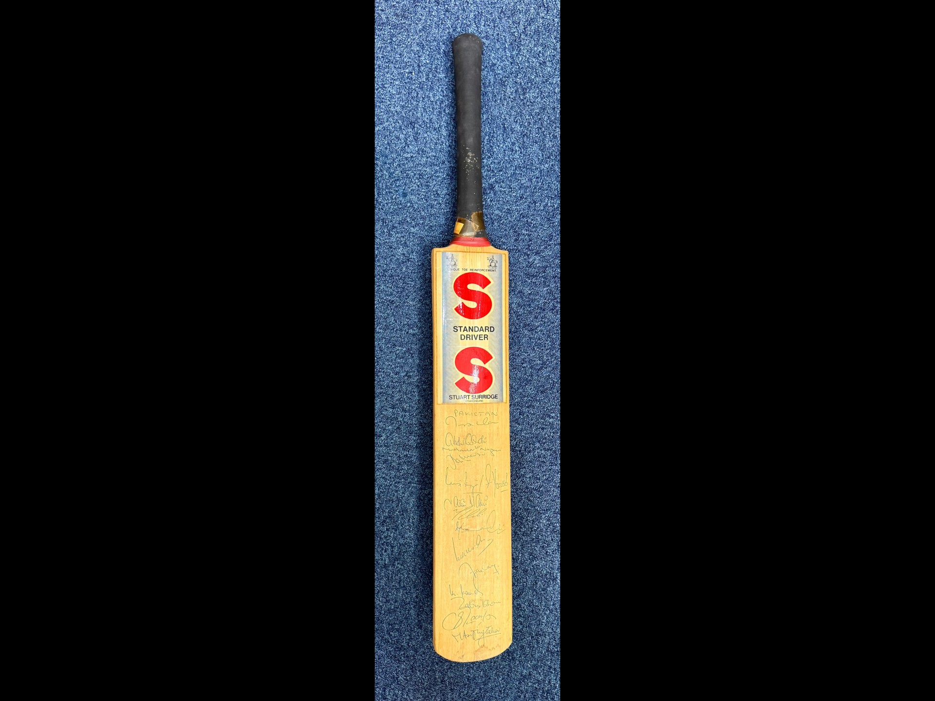 Cricket Interest - Stuart Surridge Cricket Bat, signed by the England and Pakistan Teams.