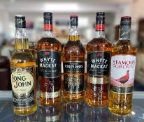 Five Bottle of Whisky to include 2 1 litre Whyte and Mackay Famous Grouse Long John and 100 Pipers.