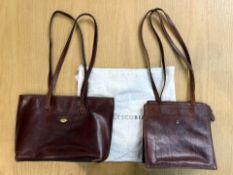 Two The Bridge Ladies Brown Leather Handbags - Both With Twin Handles and Inner Zip Compartments.