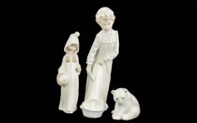 Two Lladro Figures, comprising a Polar bear No.1209, and Shepherd Girl No. 4678, together with a Nao