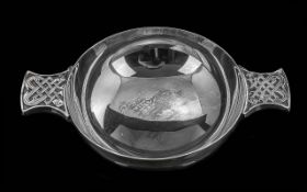 925 Sterling Silver Two Handled Scottish Dish. Full Clear Hallmarks for 925 Silver, Makers Mark F.H.