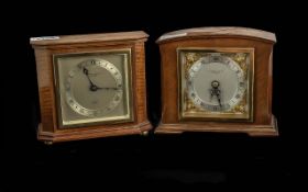 Two Mahogany Elliott Mantle Clocks, marked H L Brown & Son Ltd., Sheffield, the other The Northern