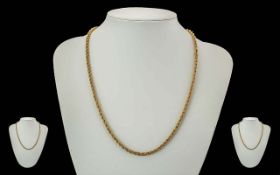 A Fine 9ct Gold Rope Twist Designed Chain. Marked 9.375. Warm Coloured Gold. Weight 6.5 grams.