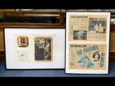 Two Framed Newspapers - With Stories Of The Sex Pistols Dated 1986, Together With A NME Issued