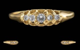 Antique Period Ladies 18ct Gold 5 Stone Diamond Set Ring. Marked 18ct to Shank. Well Matched Old Cut