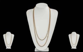 Antique Period Good Quality Ladies 9ct Gold Belcher Muff Chain of Long Length and of Pleasing