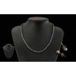 Ladies Good Quality Fresh Water Pearl Necklace with 9ct Gold Clasp, With Matching Stud Earrings.