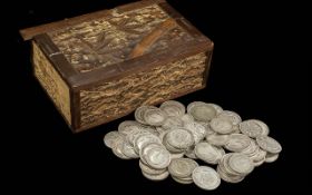 A Box Containing a Quantity of pre 1947 Silver Coins to include some Victorian. Gross weight 800g